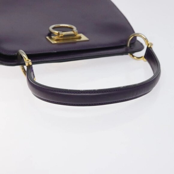 CELINE Hand Bag Leather Purple Gold Auth - Picture 6 of 16